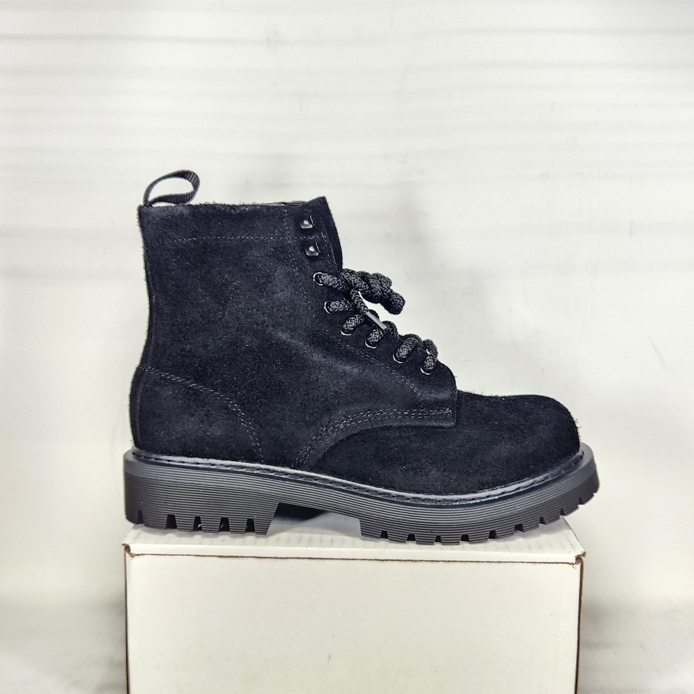 Aldo Boots Mens Size 10 Black Suede Lace Up Lug Sole Doublezero-001